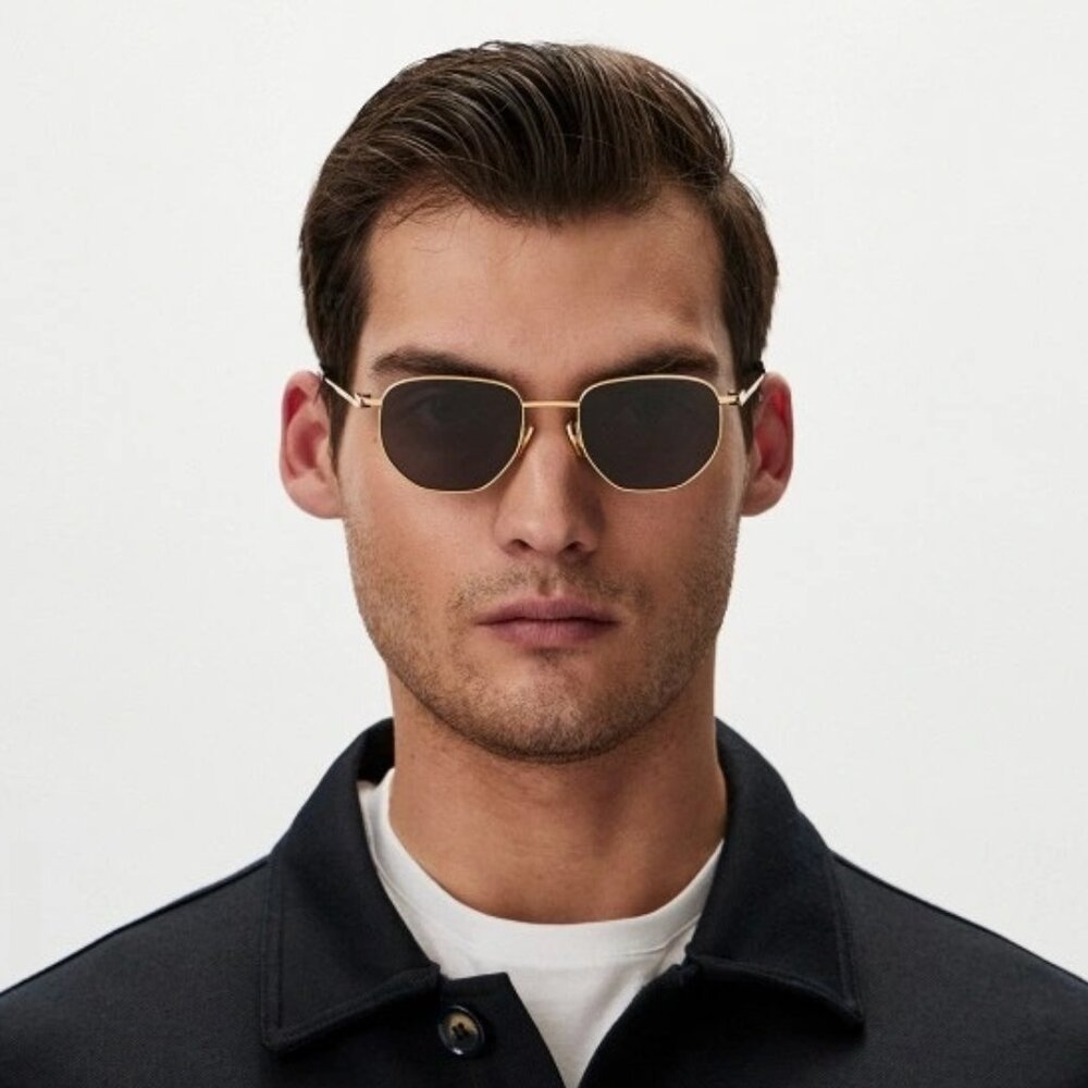 BRAND NEW Bottega Veneta BV1301S 001 Gold Grey Split Panthos Unisex Sunglasses